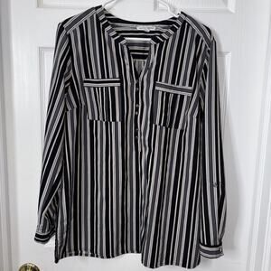 Notations Women’s Blouse Size Large Striped Popover Tunic Top 3/4 Sleeve 1176-A1